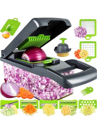Vegetable Chopper Pro Onion Chopper Multifunctional 13 in 1 Food Chopper, Kitchen Vegetable Slicer Dicer Cutter Veggie Chopper With 8 Blades Carrot and Garlic Chopper With Container - pzsku/Z2E6266FDADF46786BFF4Z/45/_/1711433291/d08448af-e7ba-4309-a178-66c8cf4b7894