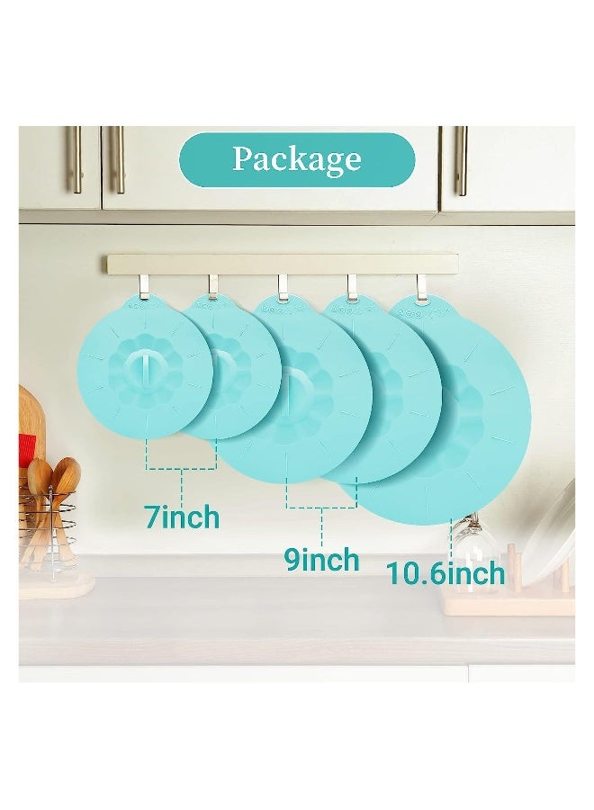 Silicone Stretch Lids, Heat Resistant Microwave Cover and Pot Lids, 3 Sizes Reusable Food Lids fits Cups, Bowls, Plates, Pots, Kitchen Gadgets, 5Pcs  - Image 1