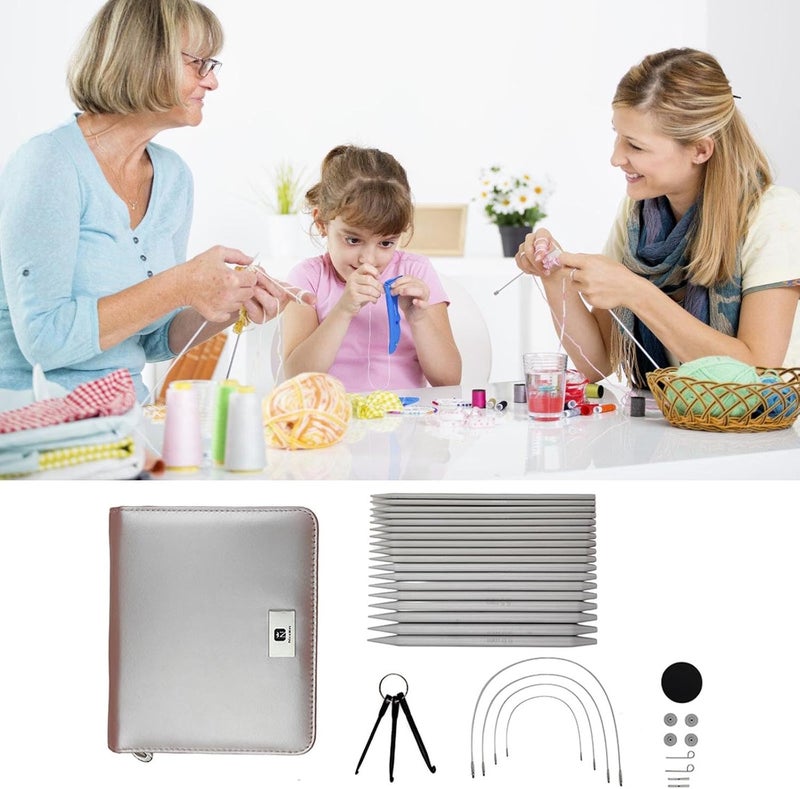 Interchangeable Circular Knitting Needle Set with Case and Accessories Pins 3.0-6.0mm Needle Set with Accessories - Image 2