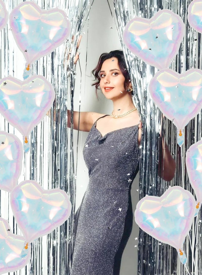 Dazzling Heart-Shaped Foil Balloons, Heart Balloons, Perfect for Weddings and Birthday Parties, 10 Pieces, 18 Inches - Image 2
