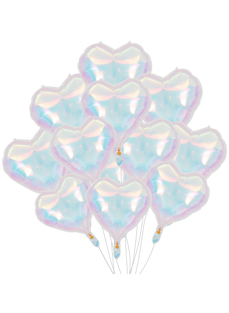 Dazzling Heart-Shaped Foil Balloons, Heart Balloons, Perfect for Weddings and Birthday Parties, 10 Pieces, 18 Inches - Image 1