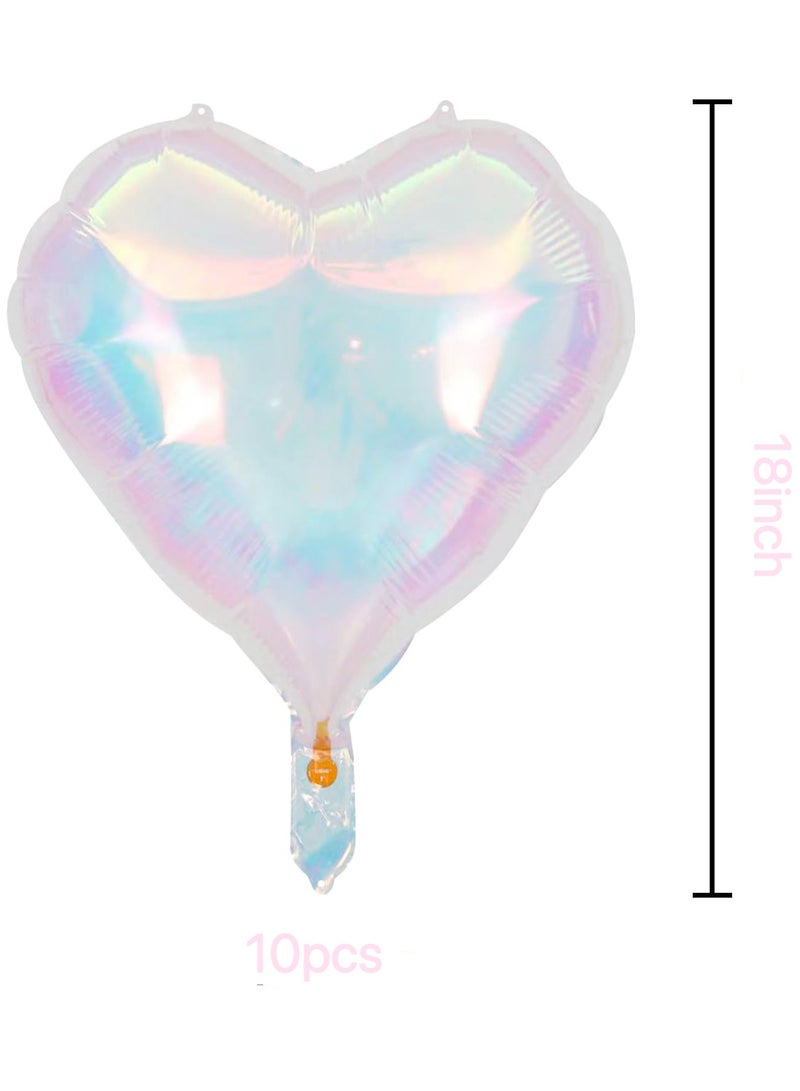 Dazzling Heart-Shaped Foil Balloons, Heart Balloons, Perfect for Weddings and Birthday Parties, 10 Pieces, 18 Inches - Image 5