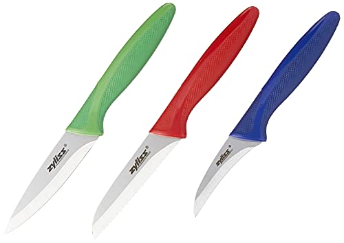 Zyliss 3 Piece Peeling & Paring Knife Set with Covers - Kitchen Knives for Fruits & More - Ideal for Kitchen Collections - Blue, Green, & Red - Image 2