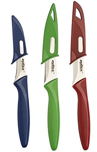Zyliss 3 Piece Peeling & Paring Knife Set with Covers - Kitchen Knives for Fruits & More - Ideal for Kitchen Collections - Blue, Green, & Red - Image 4