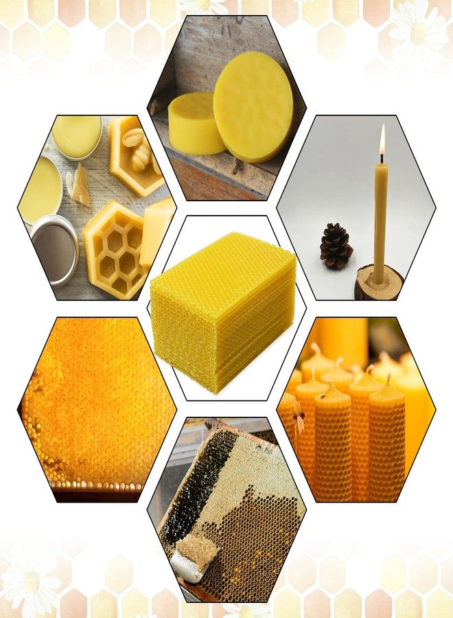 Flylin 20Pcs Beeswax DIY Candle Making Kit, Natural Beeswax Honeycomb Sheets for Candle Making Beekeeping, Beehive Wax Foundation Sheets Candle Rolling Kit for Beeswax Sheets & Decorations (132 x 90 mm) - Image 5