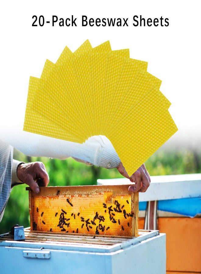 Flylin 20Pcs Beeswax DIY Candle Making Kit, Natural Beeswax Honeycomb Sheets for Candle Making Beekeeping, Beehive Wax Foundation Sheets Candle Rolling Kit for Beeswax Sheets & Decorations (132 x 90 mm) - Image 2