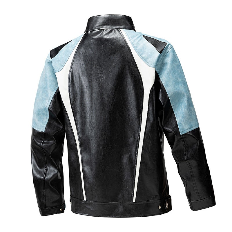 American Pu Leather Men'S Coat New Style Vertical Collar Bike Clothing All-Match Fashionable Men'S Jacket Outerwear - Image 4