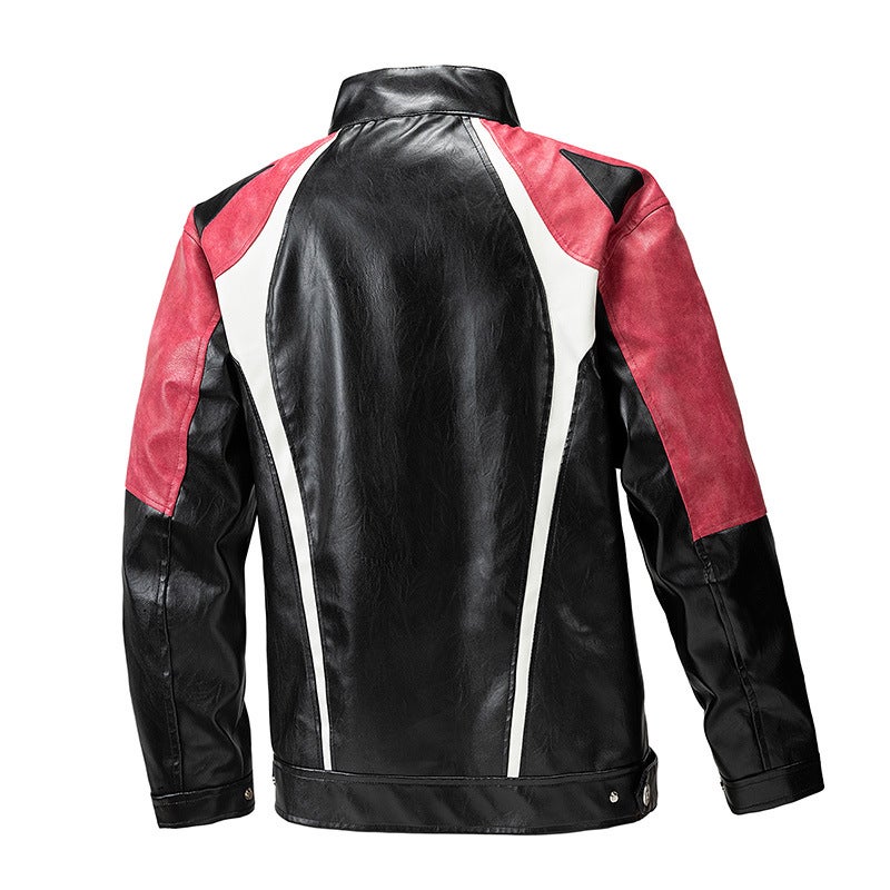 American Pu Leather Men'S Coat New Style Vertical Collar Bike Clothing All-Match Fashionable Men'S Jacket Outerwear - Image 5
