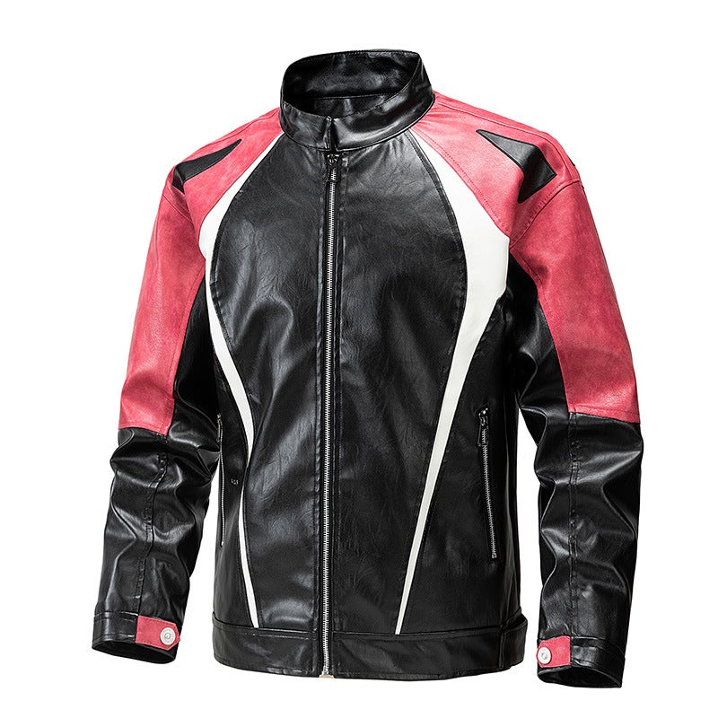 American Pu Leather Men'S Coat New Style Vertical Collar Bike Clothing All-Match Fashionable Men'S Jacket Outerwear - Image 3