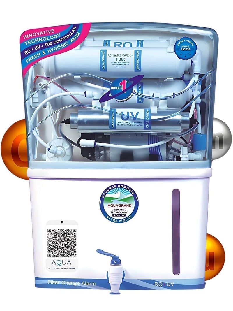 Aqua Grand Plus RO Domestic Water Purifier RO LED UVCOPPER WITH ZINC HIGH TDS MEMBRANE TDS CONTROL Best For High Fluoride or Chemical Water 20 LPH 12 Liter Storage Aquagrand Premium - Image 1