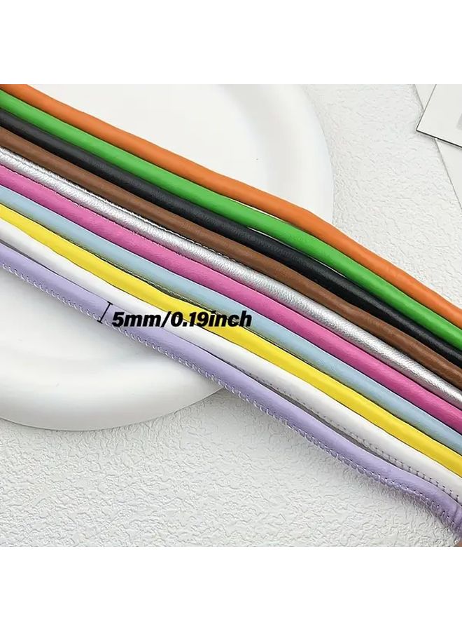 5Mm Green PU Leather Braided Cord for Keychains Bag Straps Phone Charms - Image 2