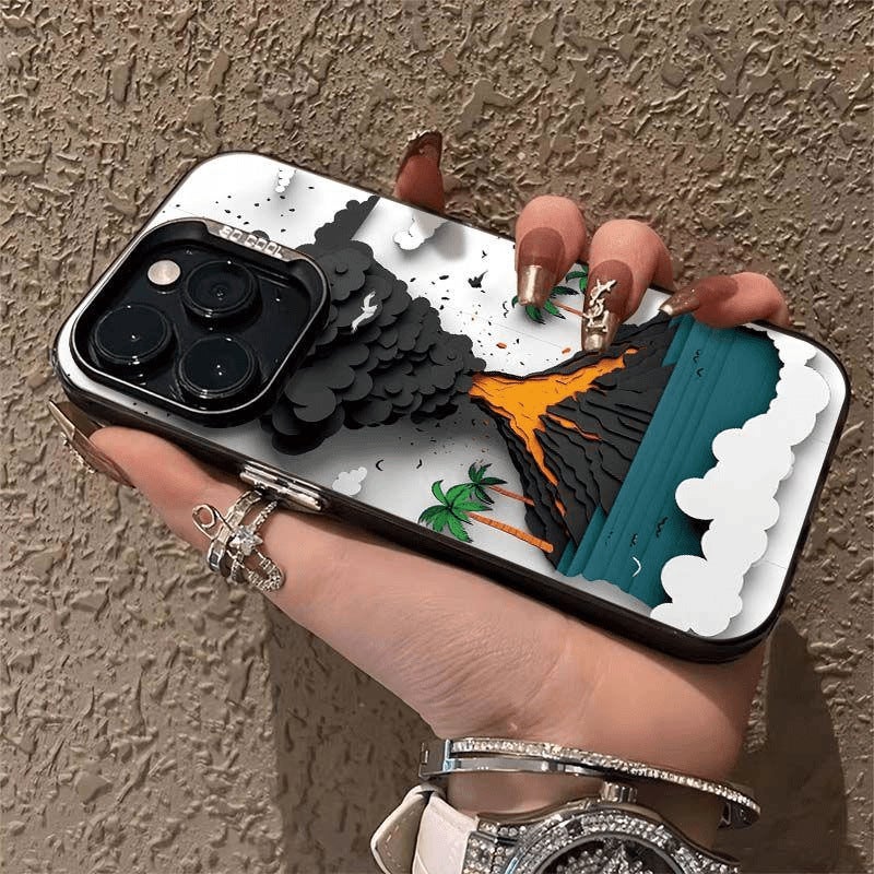 Apple iPhone 16 Pro Max Volcano Eruption Cartoon Creative Personalized Soft Phone Case - Image 2