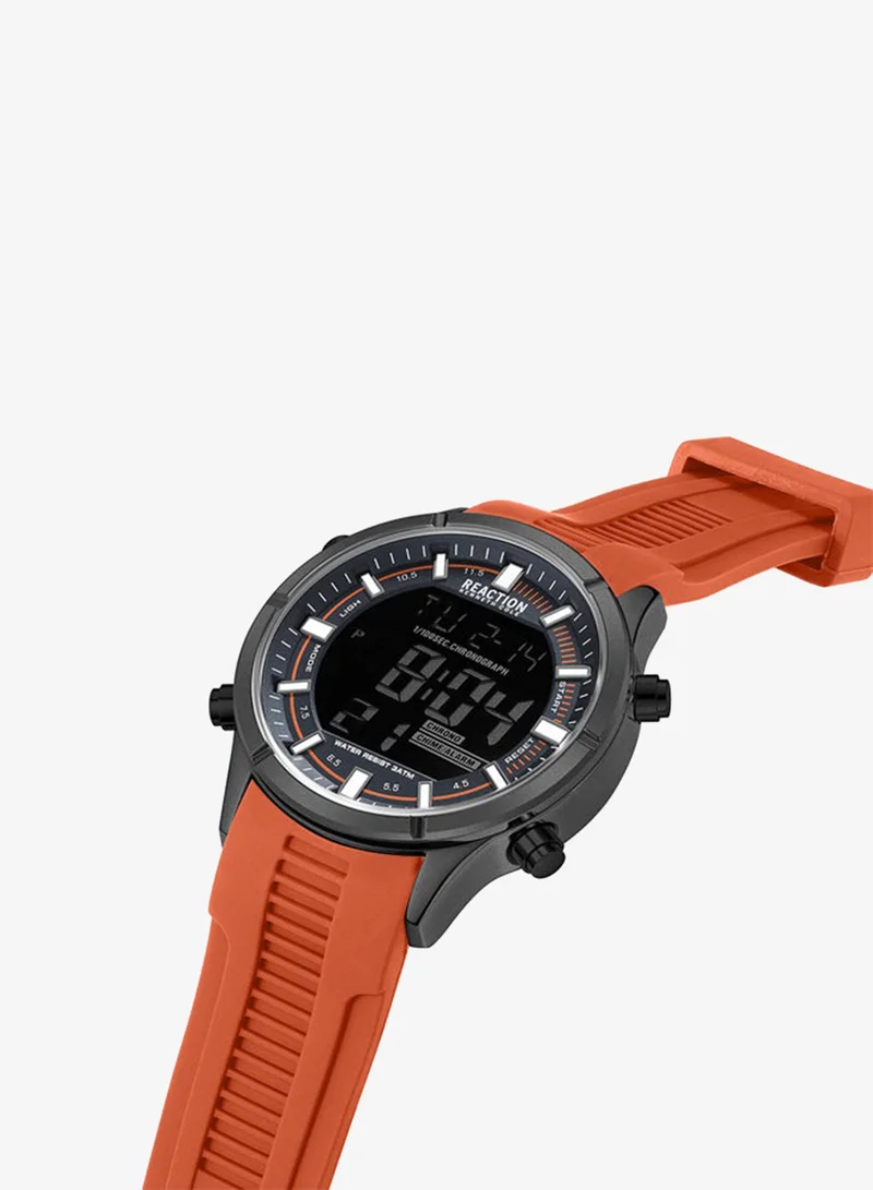Kenneth Cole Reaction  Kenneth Cole Reaction Digital Gents Watch With Orange Silicon Strap 47mm - KRWGP9006303 for Men | Best Price UAE