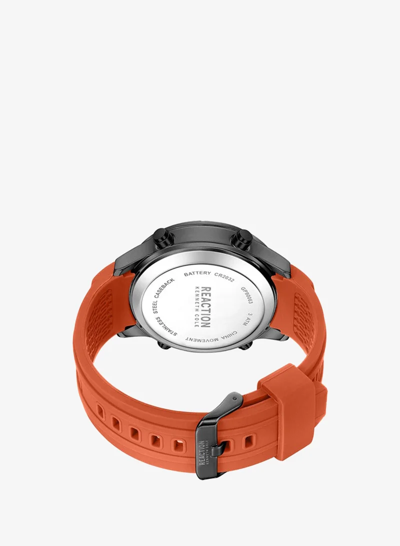 Kenneth Cole Reaction  Kenneth Cole Reaction Digital Gents Watch With Orange Silicon Strap 47mm - KRWGP9006303 for Men | Best Price UAE