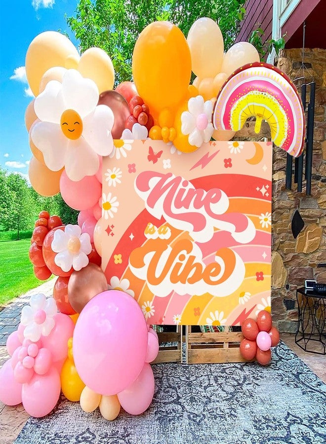 Roaring Good Time 78 PCS Nine is Vibe Party Decoration Backdrop Nine is Vibe Birthday Decoration Nine is Vibe Balloons Daisy Groovy Hippie Boho Party Favors - Image 1