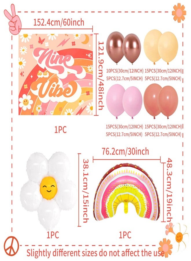 Roaring Good Time 78 PCS Nine is Vibe Party Decoration Backdrop Nine is Vibe Birthday Decoration Nine is Vibe Balloons Daisy Groovy Hippie Boho Party Favors - Image 2