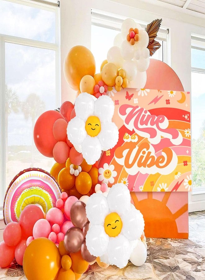 Roaring Good Time 78 PCS Nine is Vibe Party Decoration Backdrop Nine is Vibe Birthday Decoration Nine is Vibe Balloons Daisy Groovy Hippie Boho Party Favors - Image 3