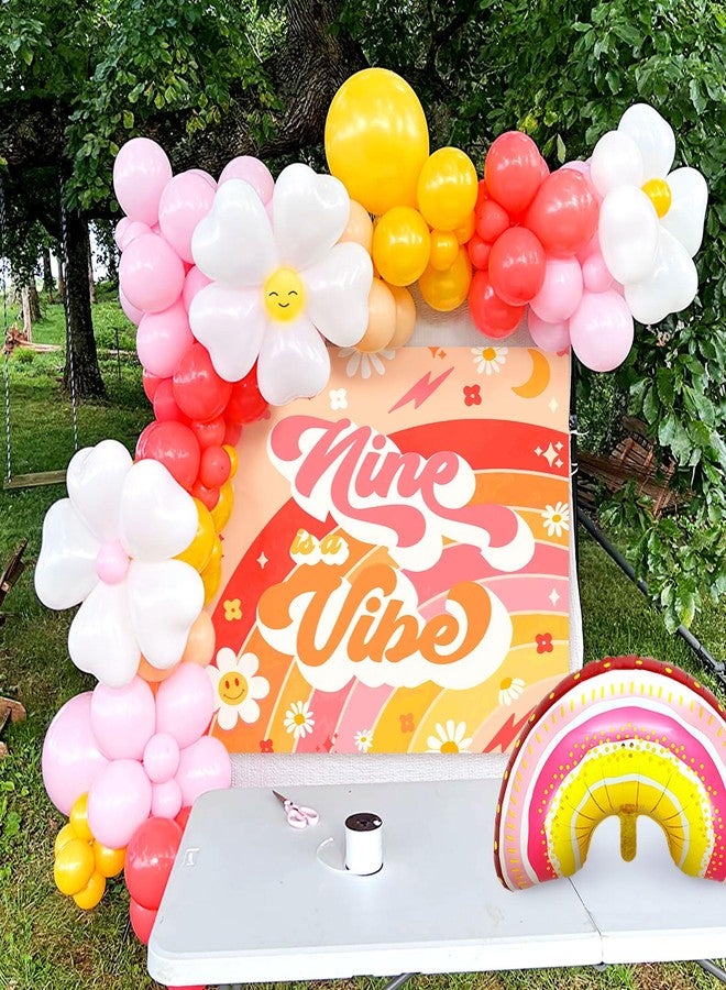 Roaring Good Time 78 PCS Nine is Vibe Party Decoration Backdrop Nine is Vibe Birthday Decoration Nine is Vibe Balloons Daisy Groovy Hippie Boho Party Favors - Image 5