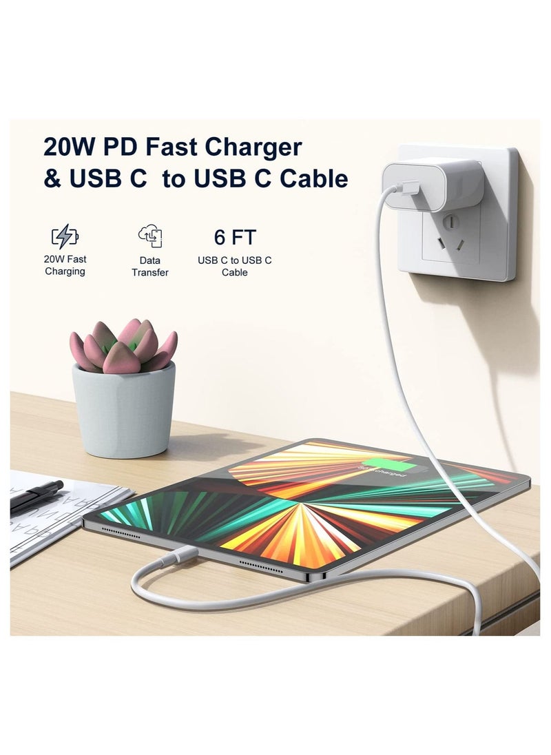 Generic - 2Pack 20W USB C Fast Charging and 1M USB C to C Cable Cord, Type C Wall Plug Power Adapter for iPad Pro 2022/2021/2020/2018,12.9/11/10.9 inch,iPad Air 4/5th - Image 1