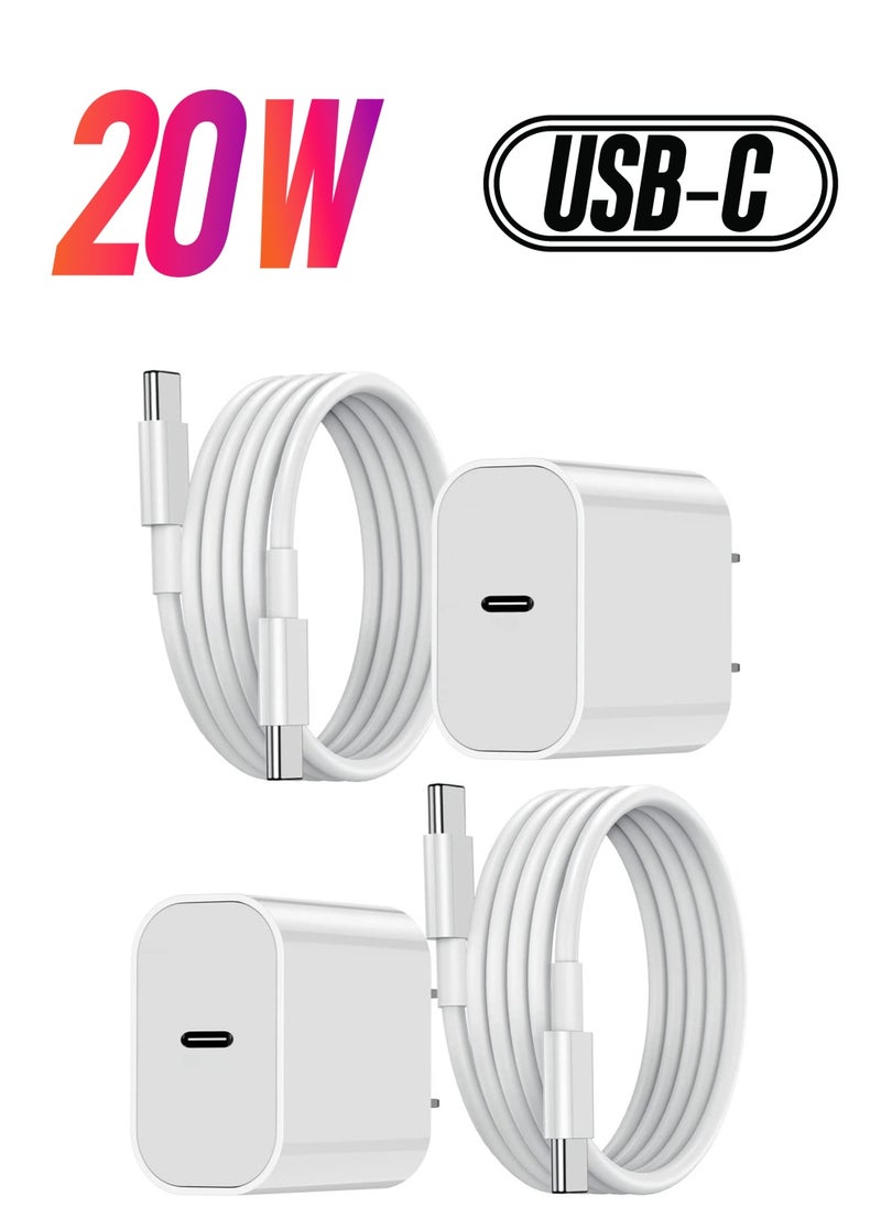 Generic - 2Pack 20W USB C Fast Charging and 1M USB C to C Cable Cord, Type C Wall Plug Power Adapter for iPad Pro 2022/2021/2020/2018,12.9/11/10.9 inch,iPad Air 4/5th - Image 1