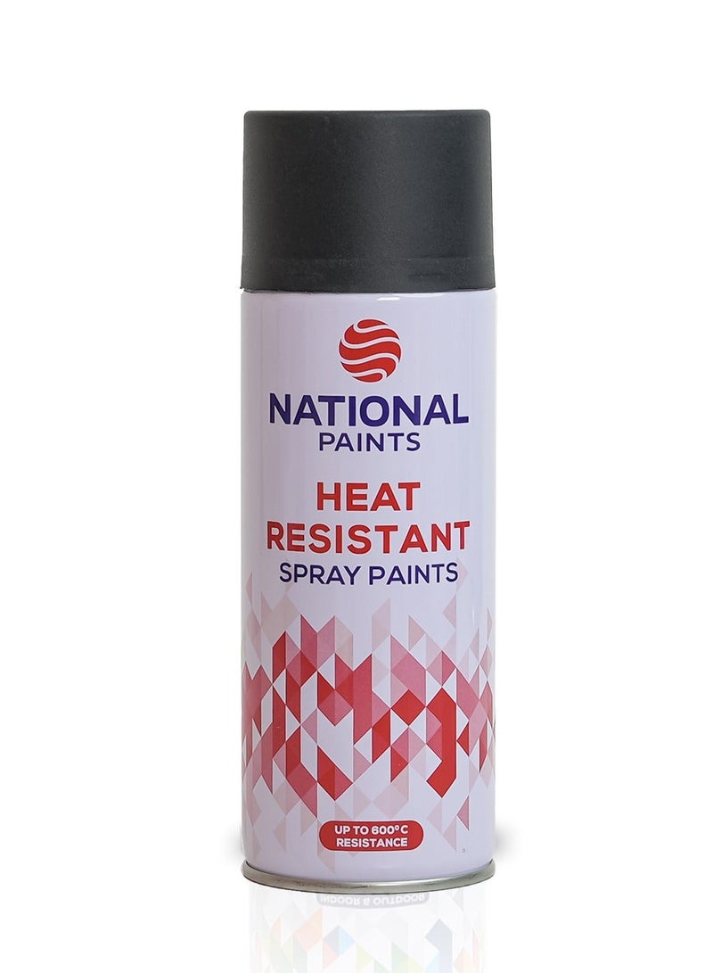 National Paints Heat Resistant Spray Paint, Matte Black (Up to 600°C), High-Temperature Aerosol for BBQ Grills, Exhausts & Engines – 400ml - Image 1