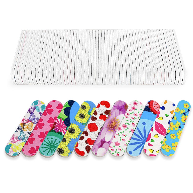 GigaGround Mini Nail Files (50 Packs), Colorful Emery Boards for Nails Double Sided 180 Grit Emory, Gifts Bulk Fingernails Manicure Tools Shaping Buffing Smoothing Filers Cute 3.5â€ - Image 1