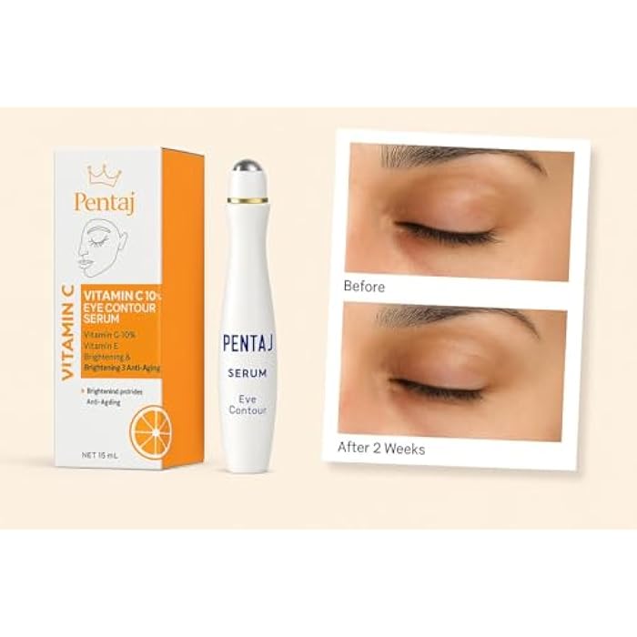 PENTAJ Vitamin C 10% Eye Contour Serum, Anti-Aging and Brightening Formula, 15ml - Image 2