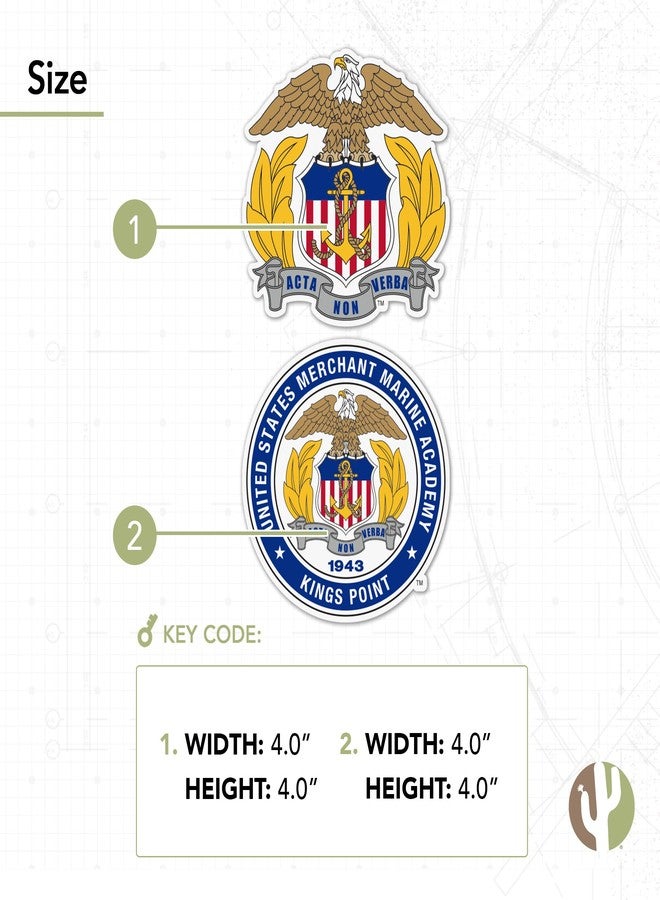Desert Cactus United States Merchant Marine Academy Mariners Kings Point USMMA Sticker Vinyl Decal Laptop Water Bottle Car Scrapbook (4 Inch Set V1) - Image 4