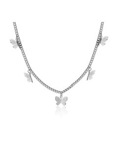 Kercisbeauty Silver Butterfly Necklace For Women Ladies Girls Banquet Prom Wedding Jewelry Butterfly Choker(Silver)  - Image 3