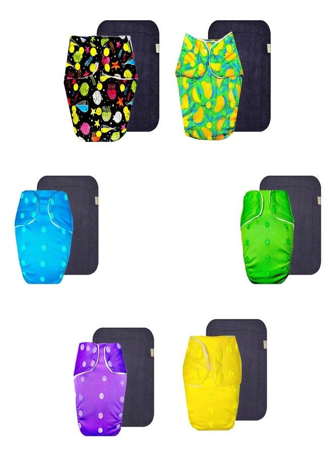 Dumbledo Premium Cloth Diaper with Gray Insert (Pack of 6) | Soft & Gentle | 6-Layer Absorbent Pad | Easy to Clean | Ideal for Toddlers | 3 Months - 3 Years | Unisex Baby - Image 1