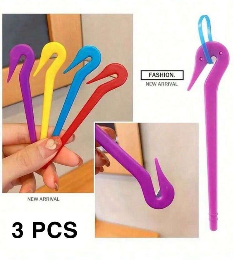 3 pieces  of disposable plastic hair tie removal tool for girls (random color) - Image 1
