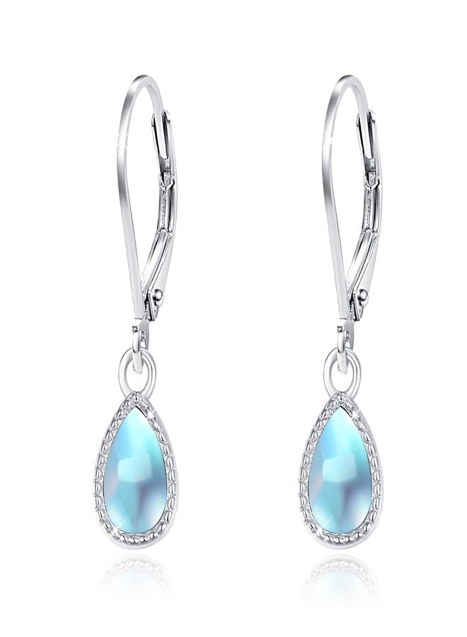 Cuoka Teardrop Leverback Drop Dangly Earrings, 925 Sterling Silver with Opal, Hypoallegenic for Sensitive Ears, Opal Jewelry Gift for Women Girlfriend Daughter with Gift Box - Image 1