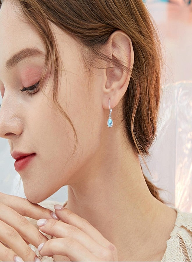 Cuoka Teardrop Leverback Drop Dangly Earrings, 925 Sterling Silver with Opal, Hypoallegenic for Sensitive Ears, Opal Jewelry Gift for Women Girlfriend Daughter with Gift Box - Image 5