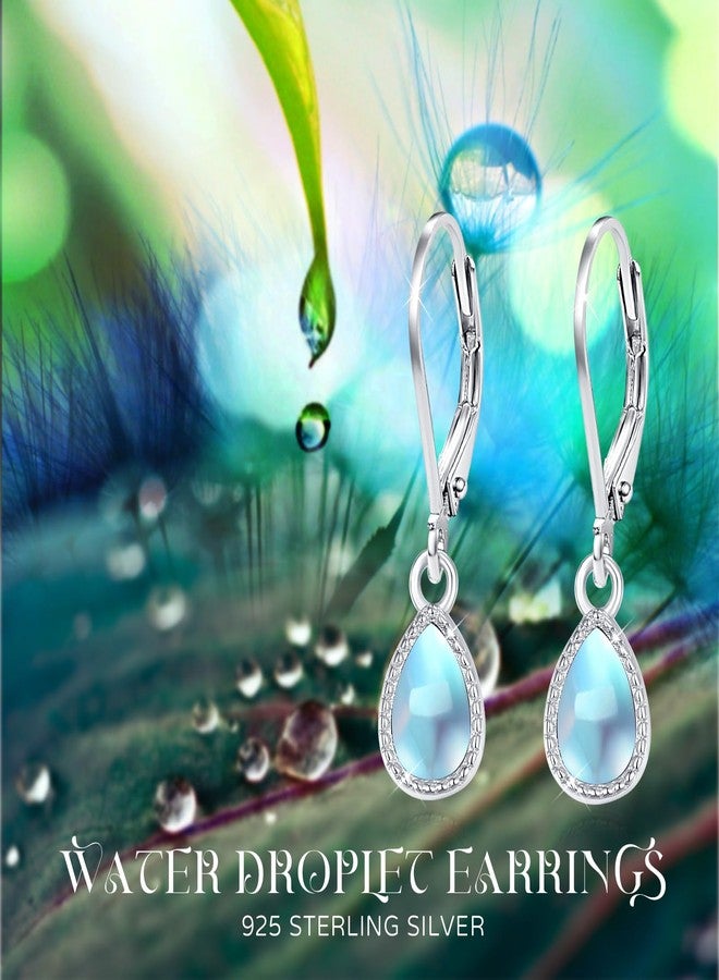 Cuoka Teardrop Leverback Drop Dangly Earrings, 925 Sterling Silver with Opal, Hypoallegenic for Sensitive Ears, Opal Jewelry Gift for Women Girlfriend Daughter with Gift Box - Image 3