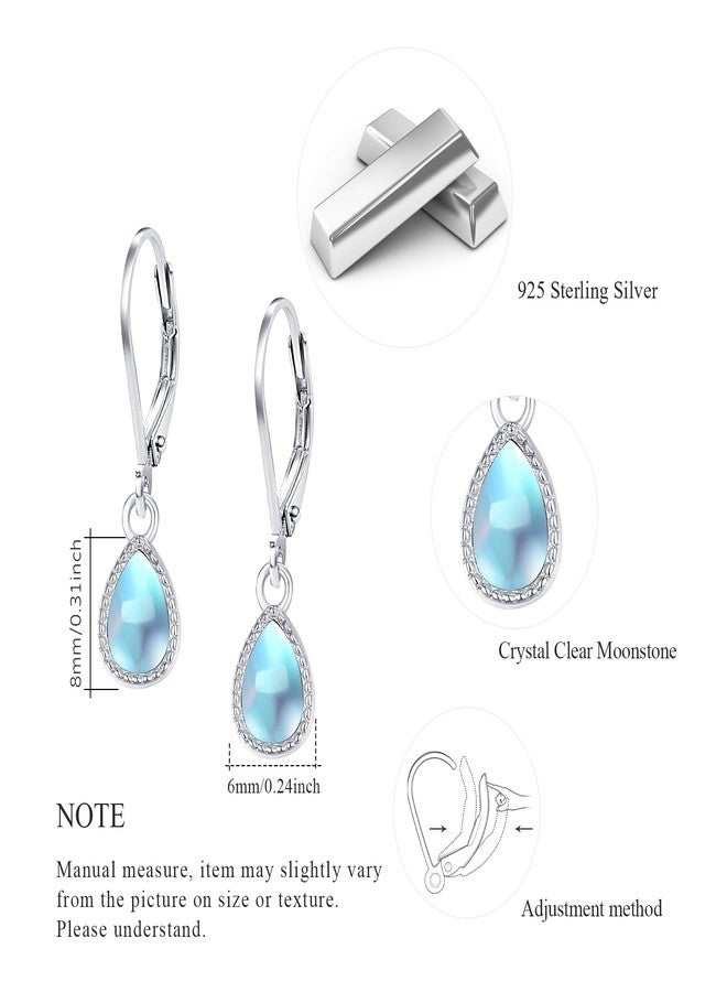 Cuoka Teardrop Leverback Drop Dangly Earrings, 925 Sterling Silver with Opal, Hypoallegenic for Sensitive Ears, Opal Jewelry Gift for Women Girlfriend Daughter with Gift Box - Image 2