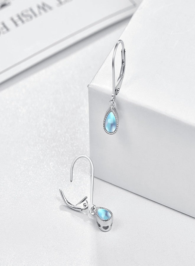 Cuoka Teardrop Leverback Drop Dangly Earrings, 925 Sterling Silver with Opal, Hypoallegenic for Sensitive Ears, Opal Jewelry Gift for Women Girlfriend Daughter with Gift Box - Image 4