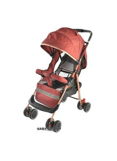 Foldable Baby Stroller with Carbon Steel Frame Reclining Seat For Sitting And Sleeping Red