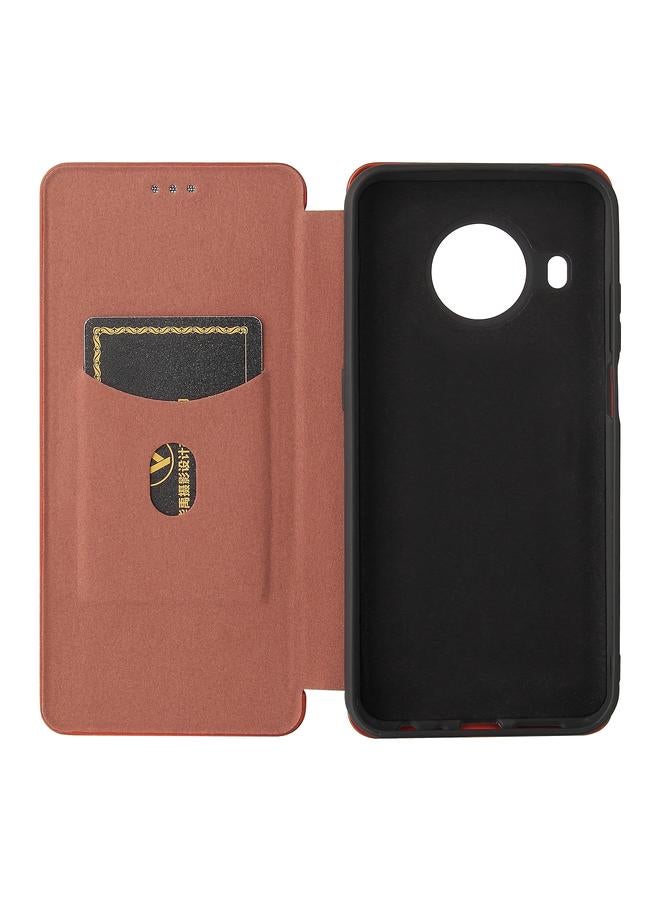 اس-توب جراب لهاتف Nokia X10 مصنوع من ألياف الكربون بتصميم أفقي قابل للطي مصنوع من مادة TPU + PC + جلد PU مع فتحة للبطاقات - Image 5