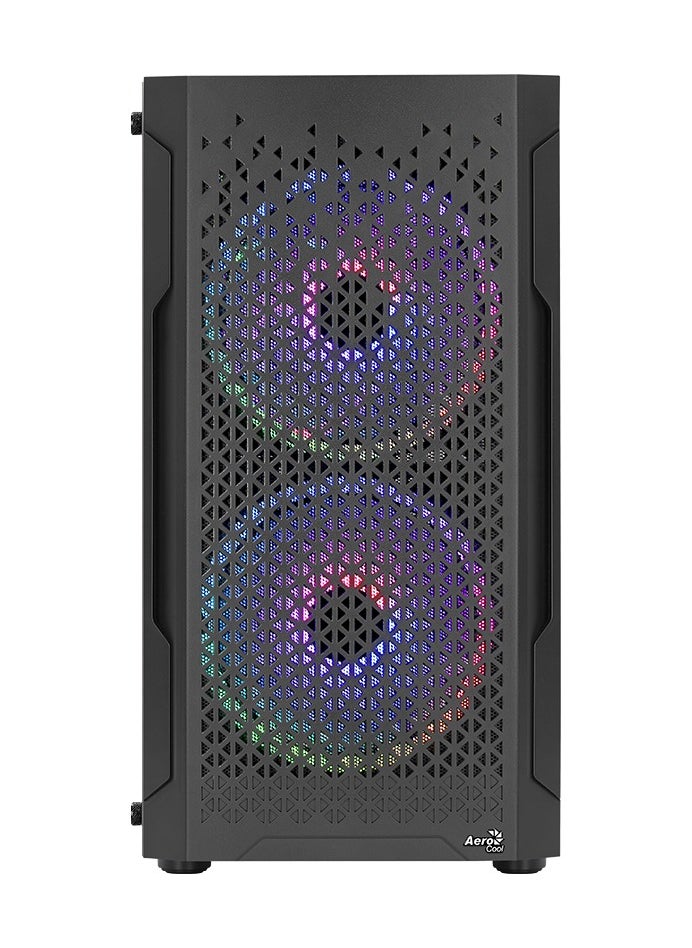 AeroCool - AEROCOOL Mini Tower Case Trinity Mini-G-BK-v3, Full Tempered Glass Side Panel, Supports Liquid Cooling, Built-in Air Vents, Supports Micro-ATX and Mini-ITX Motherboards, 3x ARGB Fan Included - Image 1