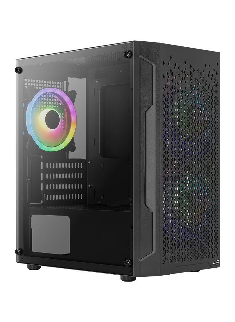 AeroCool - AEROCOOL Mini Tower Case Trinity Mini-G-BK-v3, Full Tempered Glass Side Panel, Supports Liquid Cooling, Built-in Air Vents, Supports Micro-ATX and Mini-ITX Motherboards, 3x ARGB Fan Included - Image 1