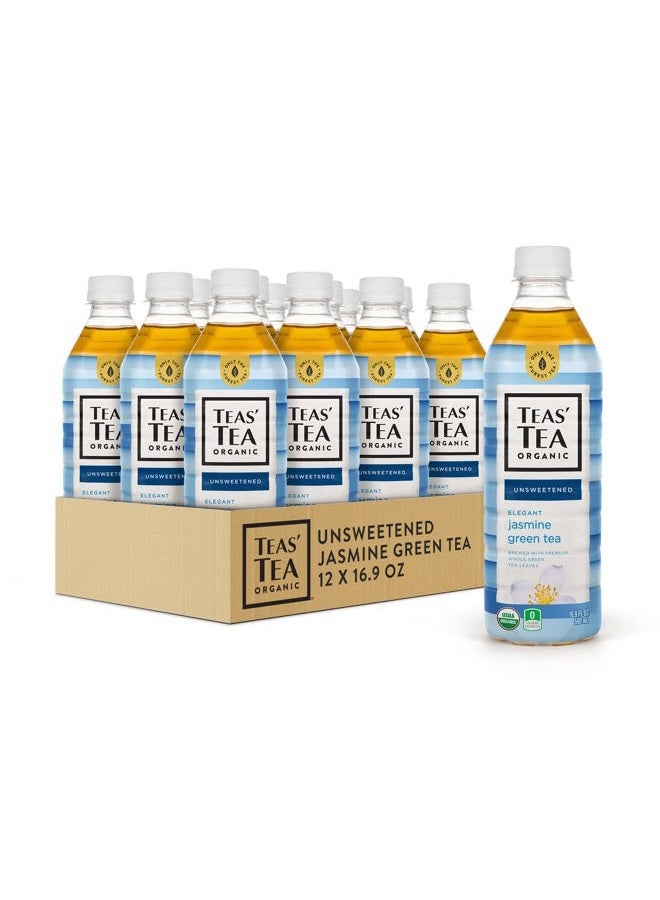 Teas' Tea Unsweetened Jasmine Green Tea 16.9 Ounce (Pack of 12) Organic, Sugar Free, 0 Calories - Image 1