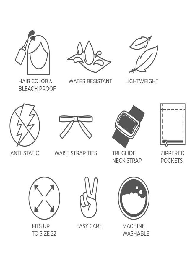 Cricket Perfect Fit Hair Stylist Apron - Adjustable Neck and Waist Straps, Water-Resistant, Lightweight, Bleach-Proof Material, Plus Size, Black Apron with Zippered Pockets - Image 3