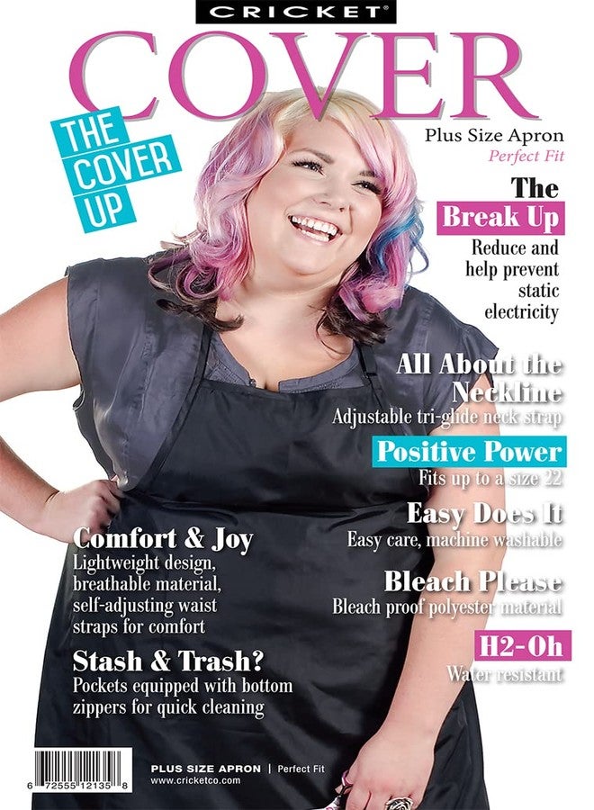 Cricket Perfect Fit Hair Stylist Apron - Adjustable Neck and Waist Straps, Water-Resistant, Lightweight, Bleach-Proof Material, Plus Size, Black Apron with Zippered Pockets - Image 2