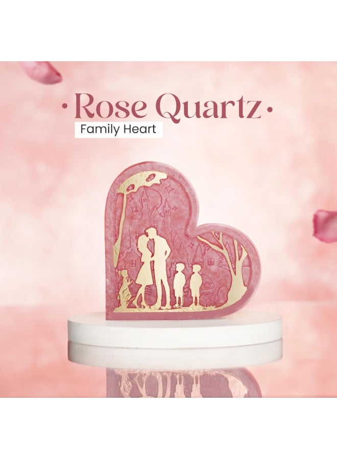 Studd Muffyn | Rose Quartz Family Heart | Natural Love Crystal Showpiece for Family Bonding, Home Décor & Gifting | Healing Stone - Image 2