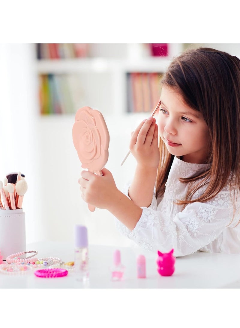 Mini Rose Mirror, Pocket Mirror Bulk Rose Design Compact Princess Mirror, Plastic Portable Handheld Makeup Mirror, for Bridal Shower Favor Quinceanera Party Favors for Guests, 8 Pcs - Image 4