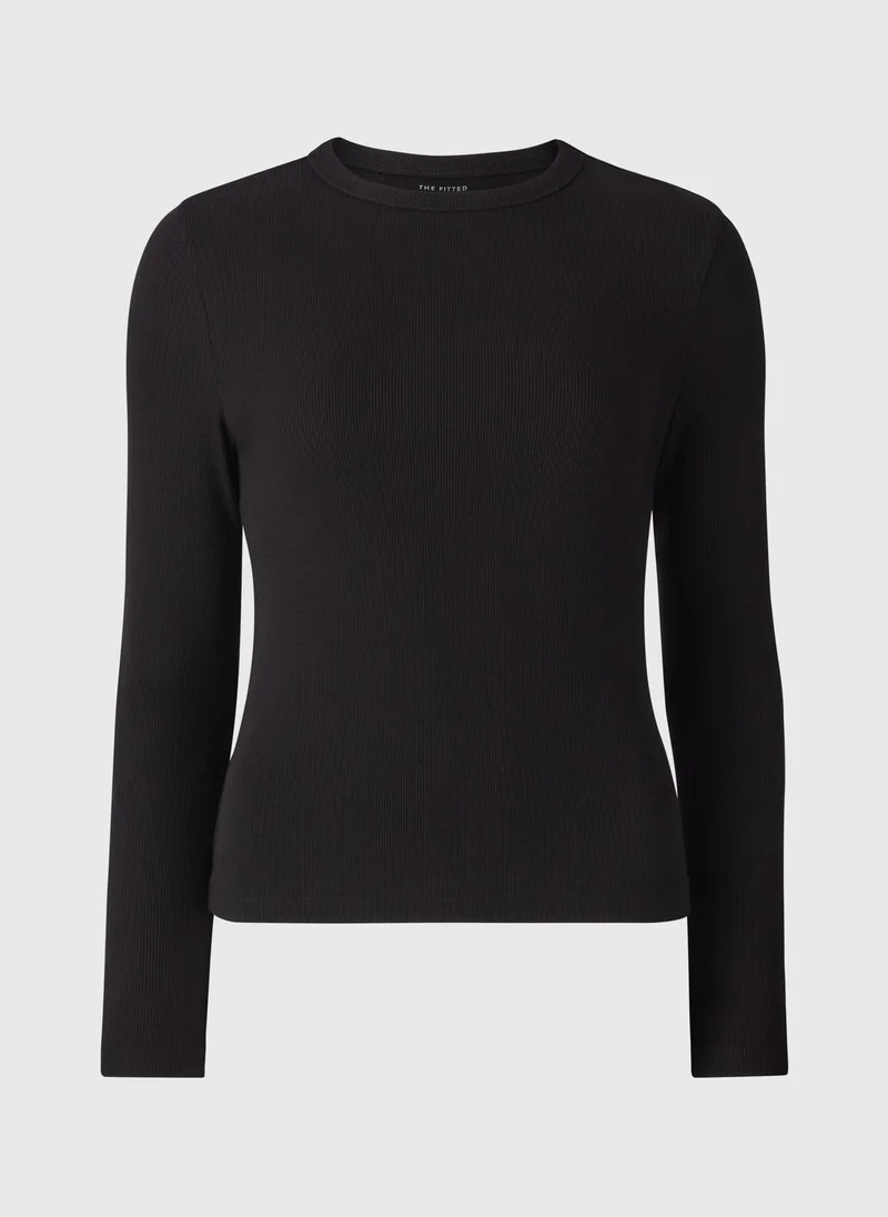Matalan Black Ribbed Crew Neck Top
