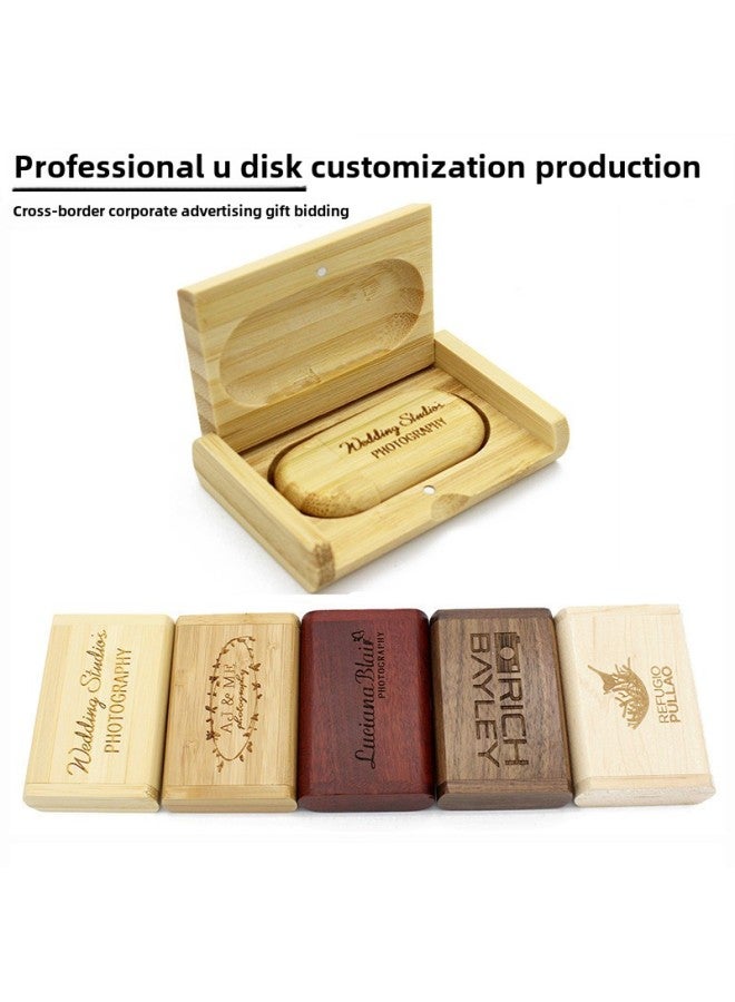 U Disk Engraving Wooden USB Disk Gift U Disk Wedding Photography Bamboo Creative U Disk Suit Laser Engraving Logo-Capacity:8GB  - Image 1