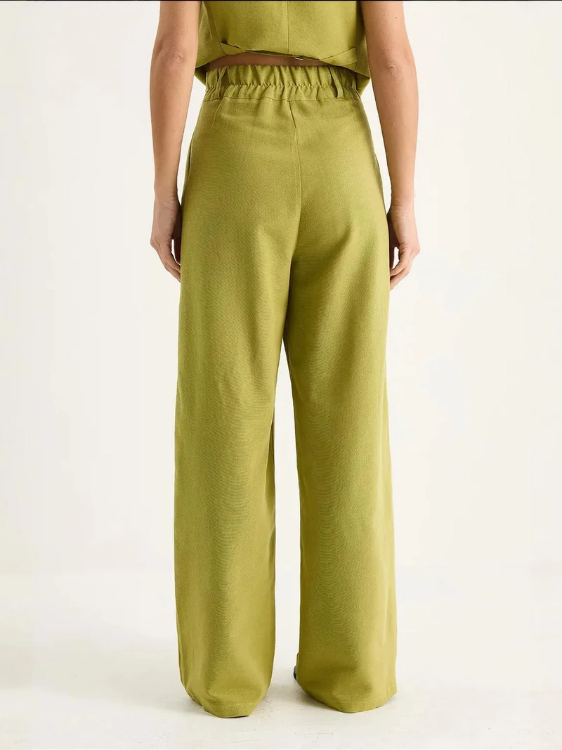 Bianco Lucci Multicolor LUCCI V-neck Vest and Wide Leg Pants Two-Piece Coord Set for Women | Best Price UAE