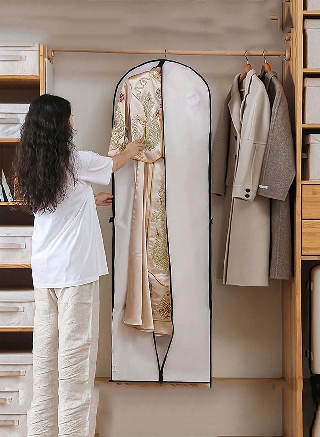 GoldenLike Hanging Garment Bag Suit Bag Cover Foldable Clothes Covers Wedding Gown Cover Long Dress Bag Dustproof Clothe Protector for Suit Coat Jacket Long Dress(60*180CM-WHT) - Image 2