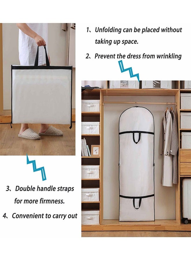 GoldenLike Hanging Garment Bag Suit Bag Cover Foldable Clothes Covers Wedding Gown Cover Long Dress Bag Dustproof Clothe Protector for Suit Coat Jacket Long Dress(60*180CM-WHT) - Image 5